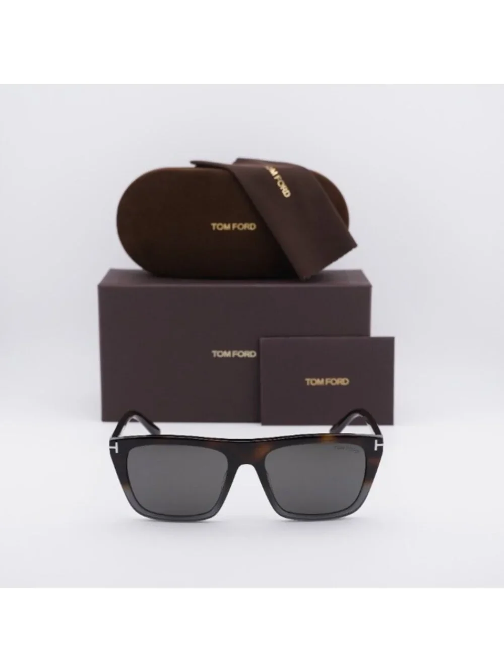 Tom Ford Asian FT1175 55A Sunglasses Coloured Havana Square Frame, Smoke Lenses